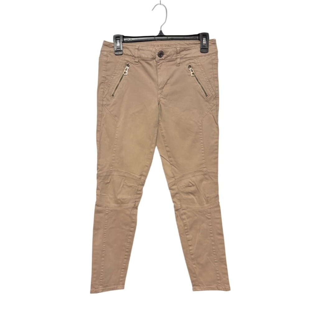 American Eagle Outfitters Slim‎ Fit Beige Jeggings Pants Zippered Pockets Size 4